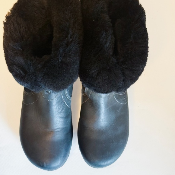 Dansko Harper Shearling Boots Black Oiled Leather Sheepskin Pull On 42 11 - Picture 9 of 12